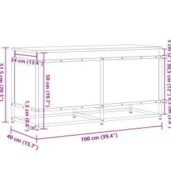 New Opbergbox met deksel 100x40x51,5 cm bewerkt hout bruin eiken Organiseren