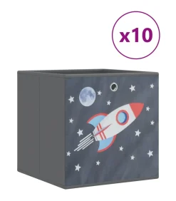 Best Opbergboxen 10 st inklapbaar 32x32x32 cm ongeweven stof grijs Organiseren