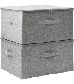 New Opbergboxen 2 st 43x34x23 cm stof grijs Organiseren