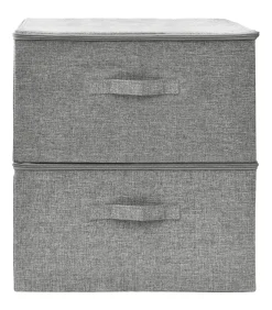 New Opbergboxen 2 st 43x34x23 cm stof grijs Organiseren