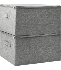 New Opbergboxen 2 st 43x34x23 cm stof grijs Organiseren