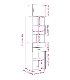 Online Opbergkast smal 50x42,5x225 cm bewerkt hout grijs sonoma eiken Meubels
