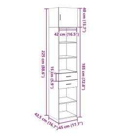 Hot Opbergkast smal 45x42,5x225 cm bewerkt hout gerookt eikenkleur Meubels
