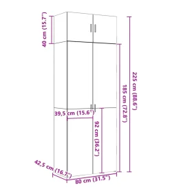 Hot Opbergkast 80x42,5x225 cm bewerkt hout gerookt eikenkleur Meubels
