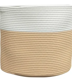 Clearance Opbergmand Ø 40x35 cm katoen beige en wit Manden En Bakken