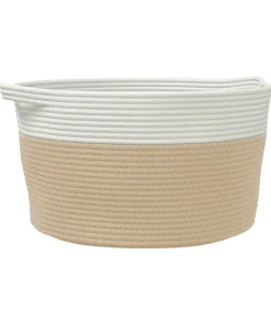 Outlet Opbergmand Ø 40x25 cm katoen beige en wit Manden En Bakken