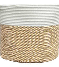 Opbergmand Ø 40x35 cm katoen bruin en wit Manden En Bakken