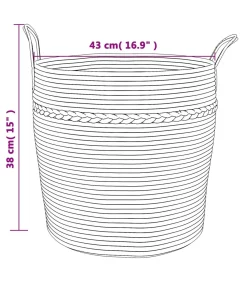 Best Opbergmand Ø 43x38 cm katoen beige en wit Manden En Bakken