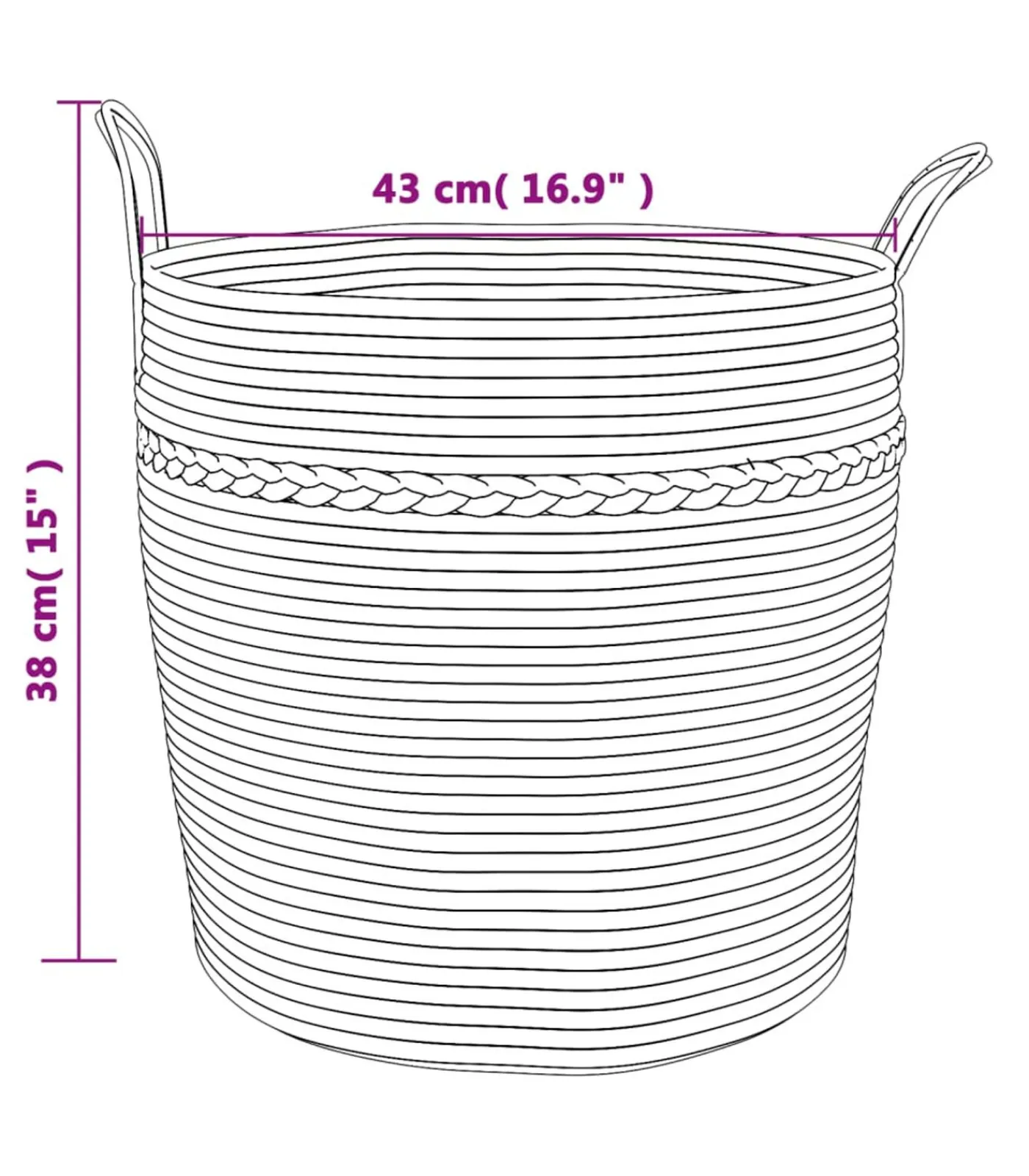 Best Opbergmand Ø 43x38 cm katoen beige en wit Manden En Bakken