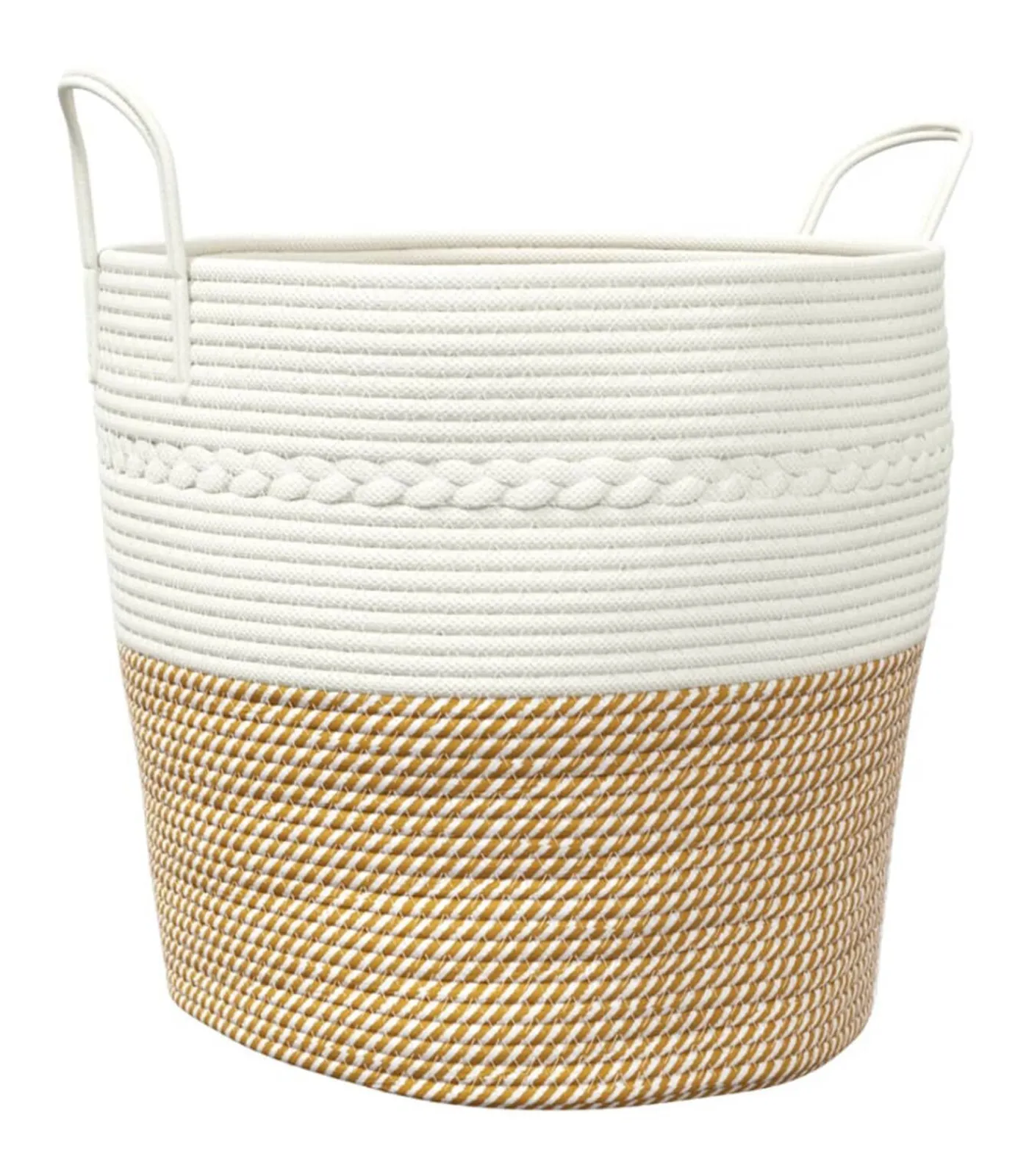 Sale Opbergmand Ø 43x38 cm katoen bruin en wit Manden En Bakken