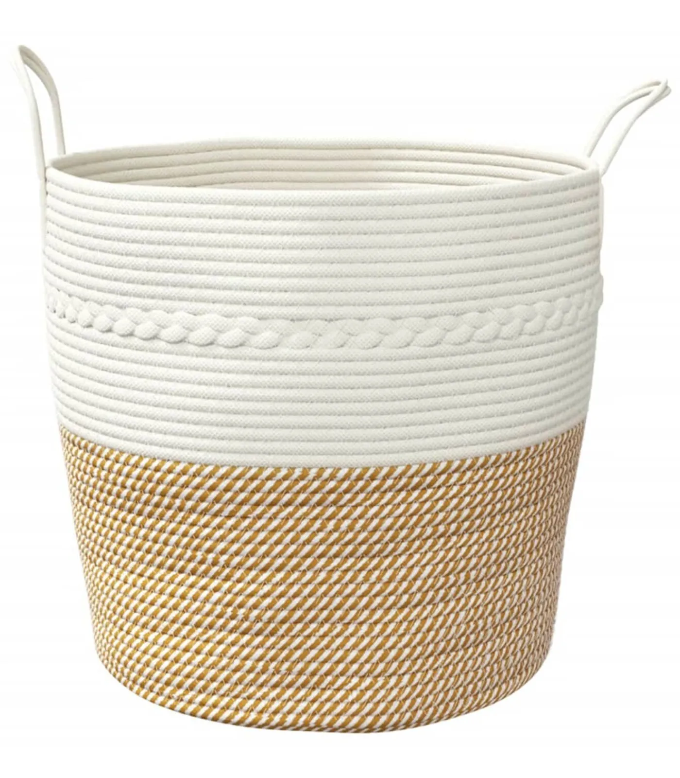 Sale Opbergmand Ø 43x38 cm katoen bruin en wit Manden En Bakken