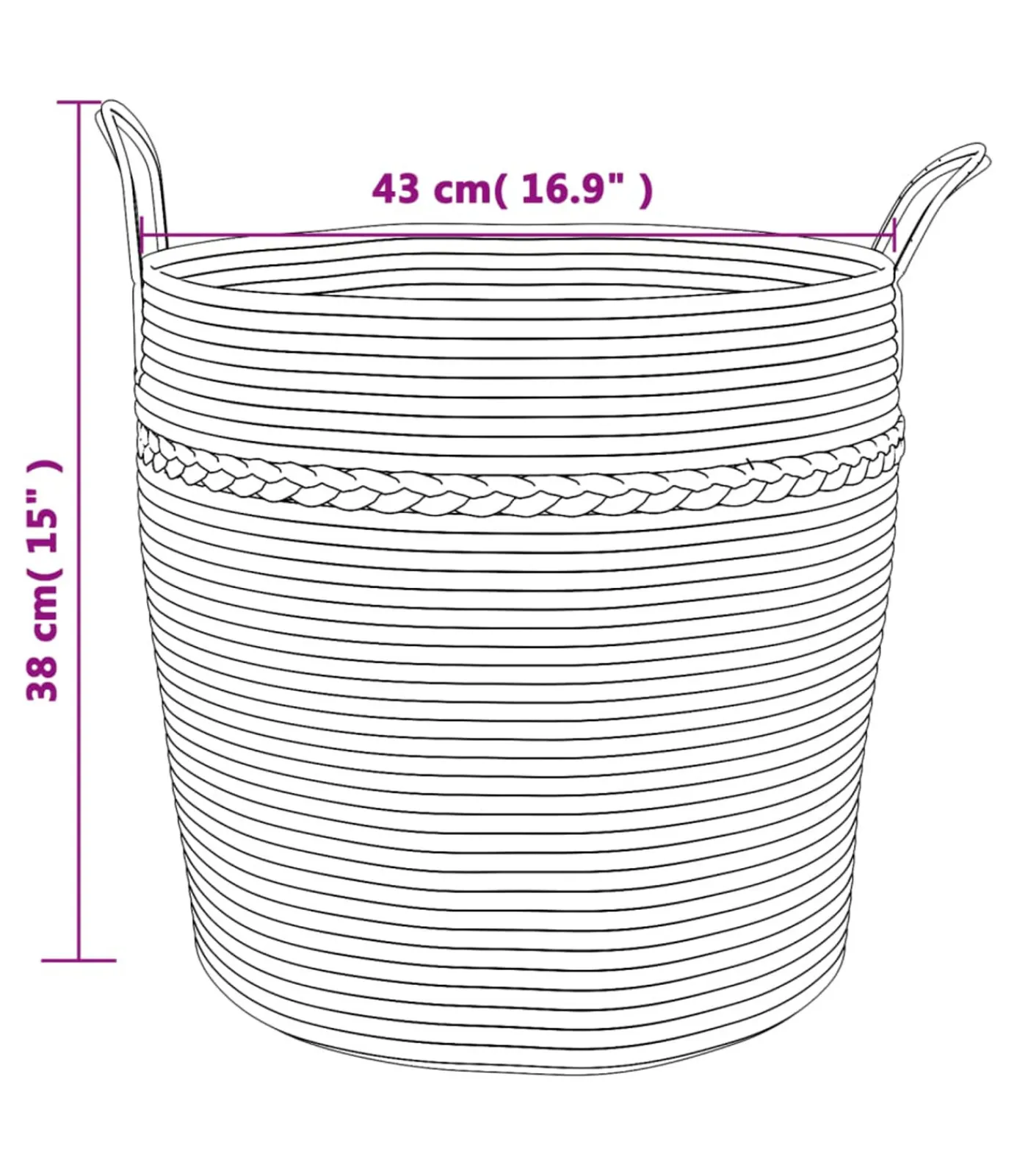 Sale Opbergmand Ø 43x38 cm katoen bruin en wit Manden En Bakken