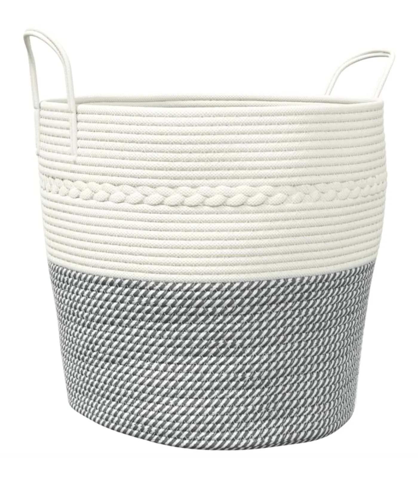 Best Opbergmand Ø 43x38 cm katoen grijs en wit Manden En Bakken