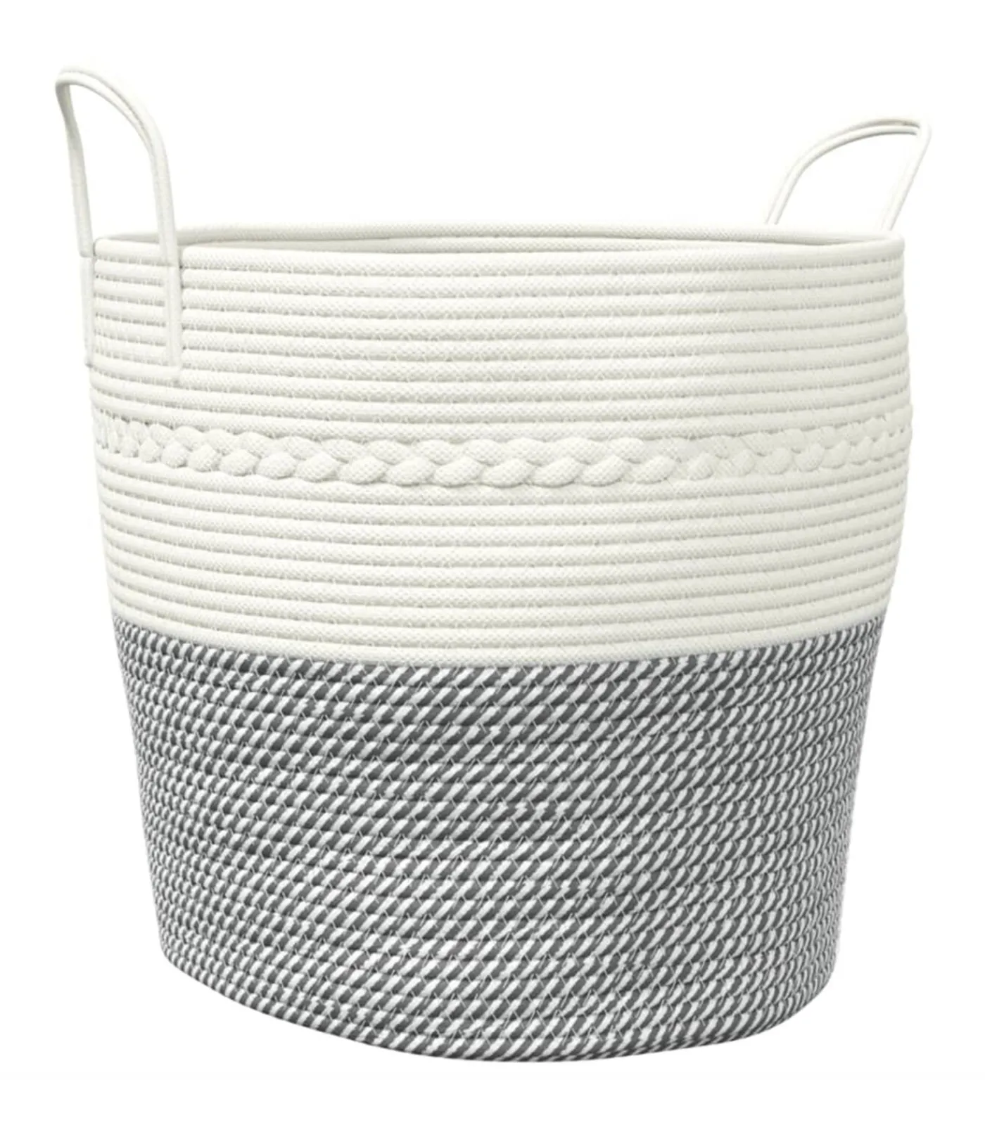 Best Opbergmand Ø 43x38 cm katoen grijs en wit Manden En Bakken
