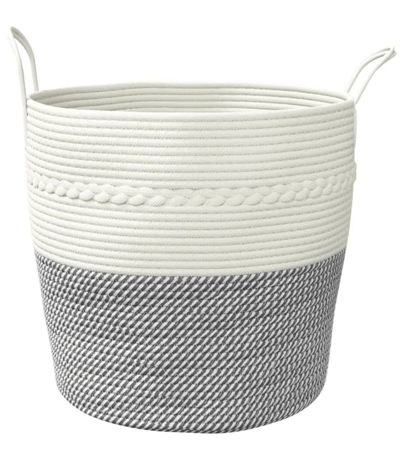 Best Opbergmand Ø 43x38 cm katoen grijs en wit Manden En Bakken