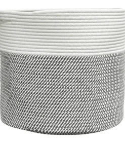 New Opbergmand Ø 40x35 cm katoen grijs en wit Manden En Bakken