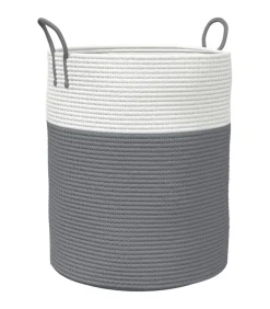 Hot Opbergmand Ø 38x46 cm katoen grijs en wit Manden En Bakken