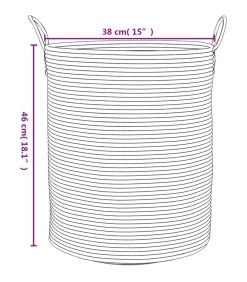 Hot Opbergmand Ø 38x46 cm katoen grijs en wit Manden En Bakken