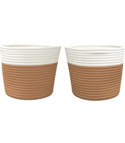 Online Opbergmanden 2 st Ø 24x18 cm katoen bruin en wit Manden En Bakken