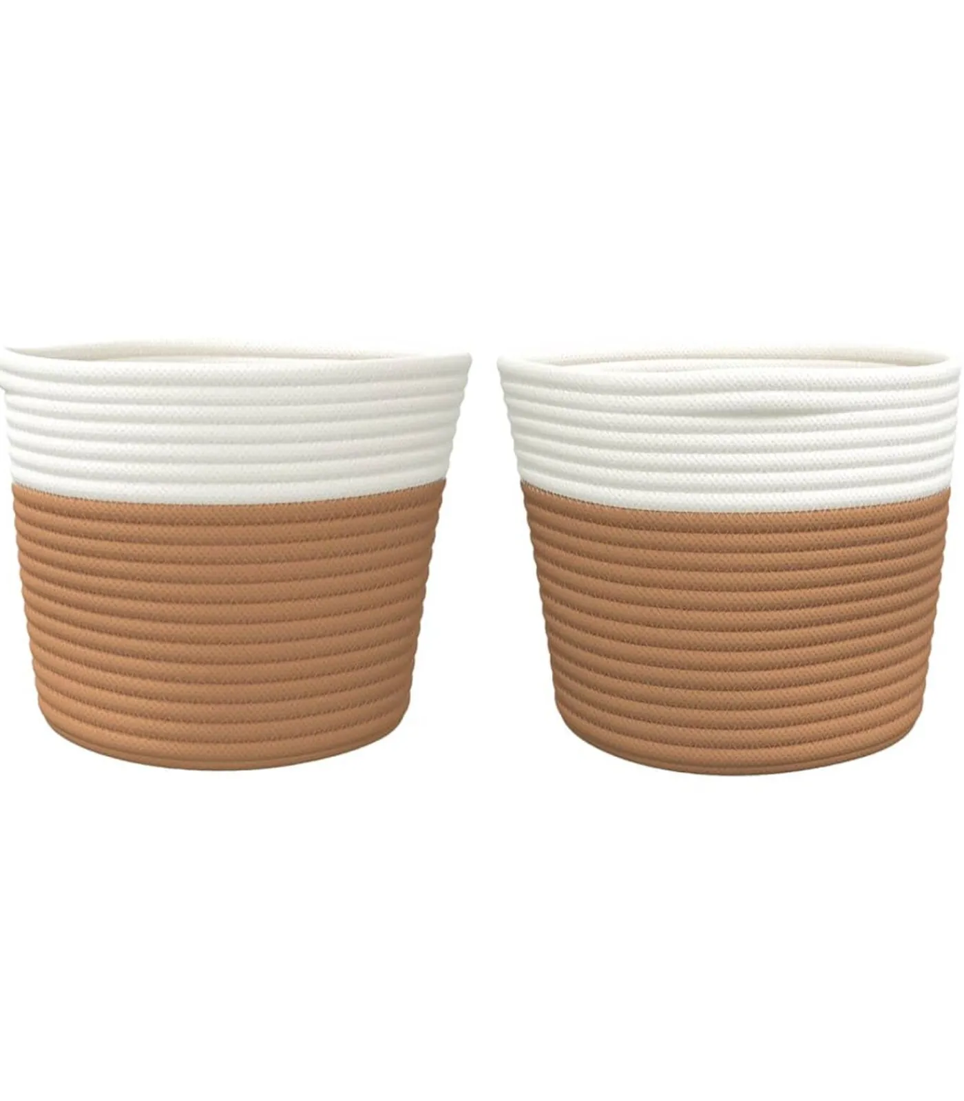 Online Opbergmanden 2 st Ø 24x18 cm katoen bruin en wit Manden En Bakken