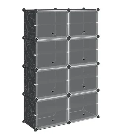 Hot Opbergmeubel met 8 vakken en deuren polypropeen zwart Organiseren