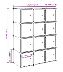 Outlet Opbergmeubel met 12 vakken en ophangstangen polypropeen Organiseren