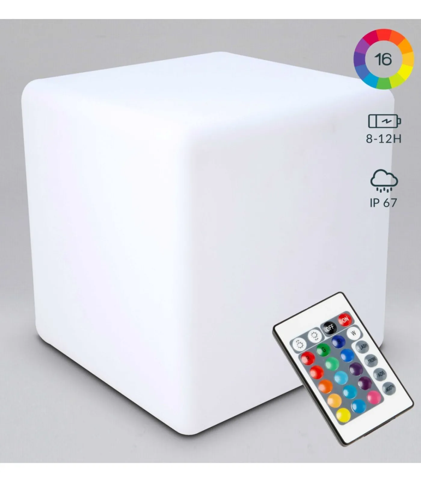 Online Oplaadbare multikleurige LED-kubus van 43 cm Kaarsen & Kaarshouders