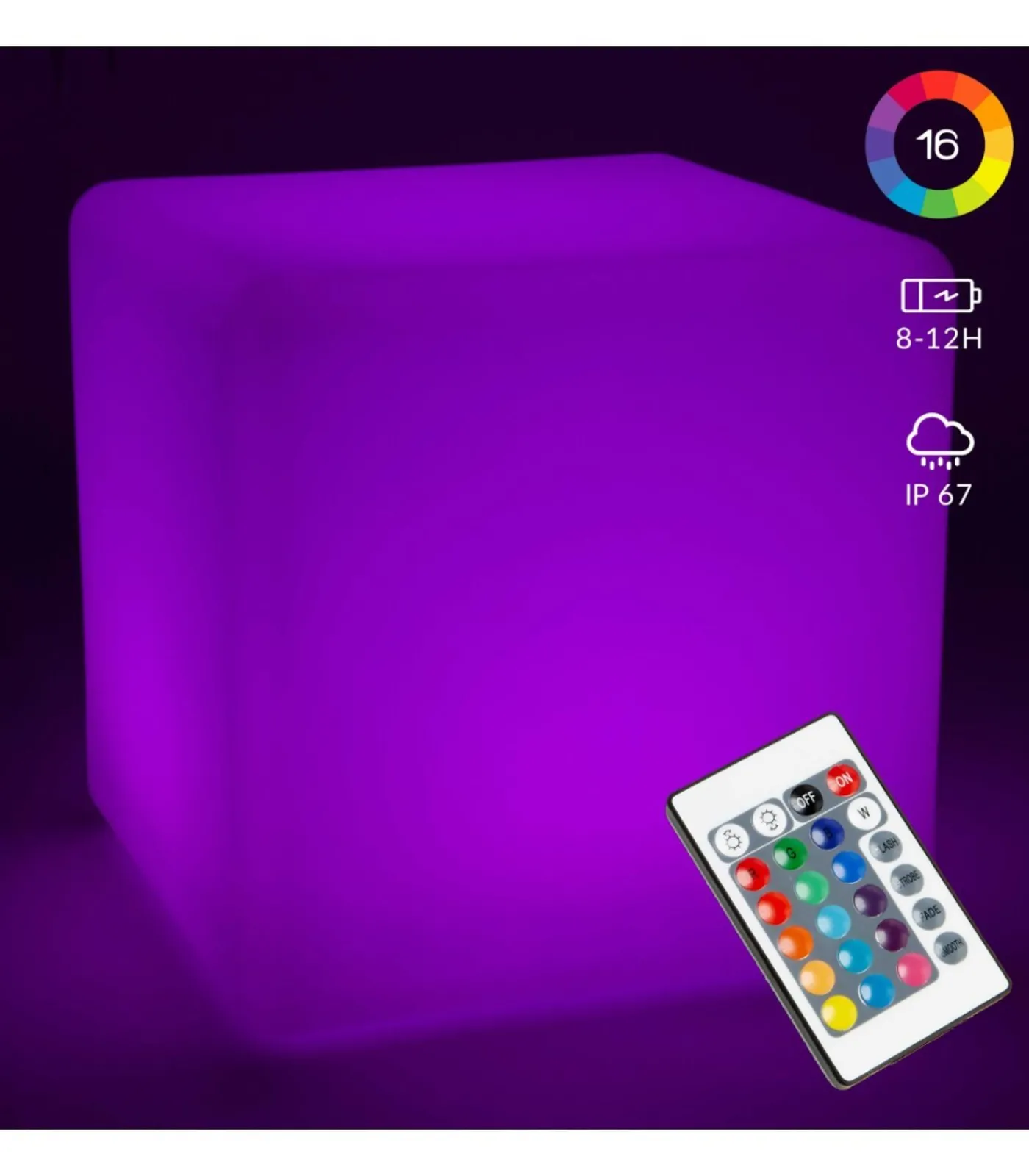 Online Oplaadbare multikleurige LED-kubus van 43 cm Kaarsen & Kaarshouders