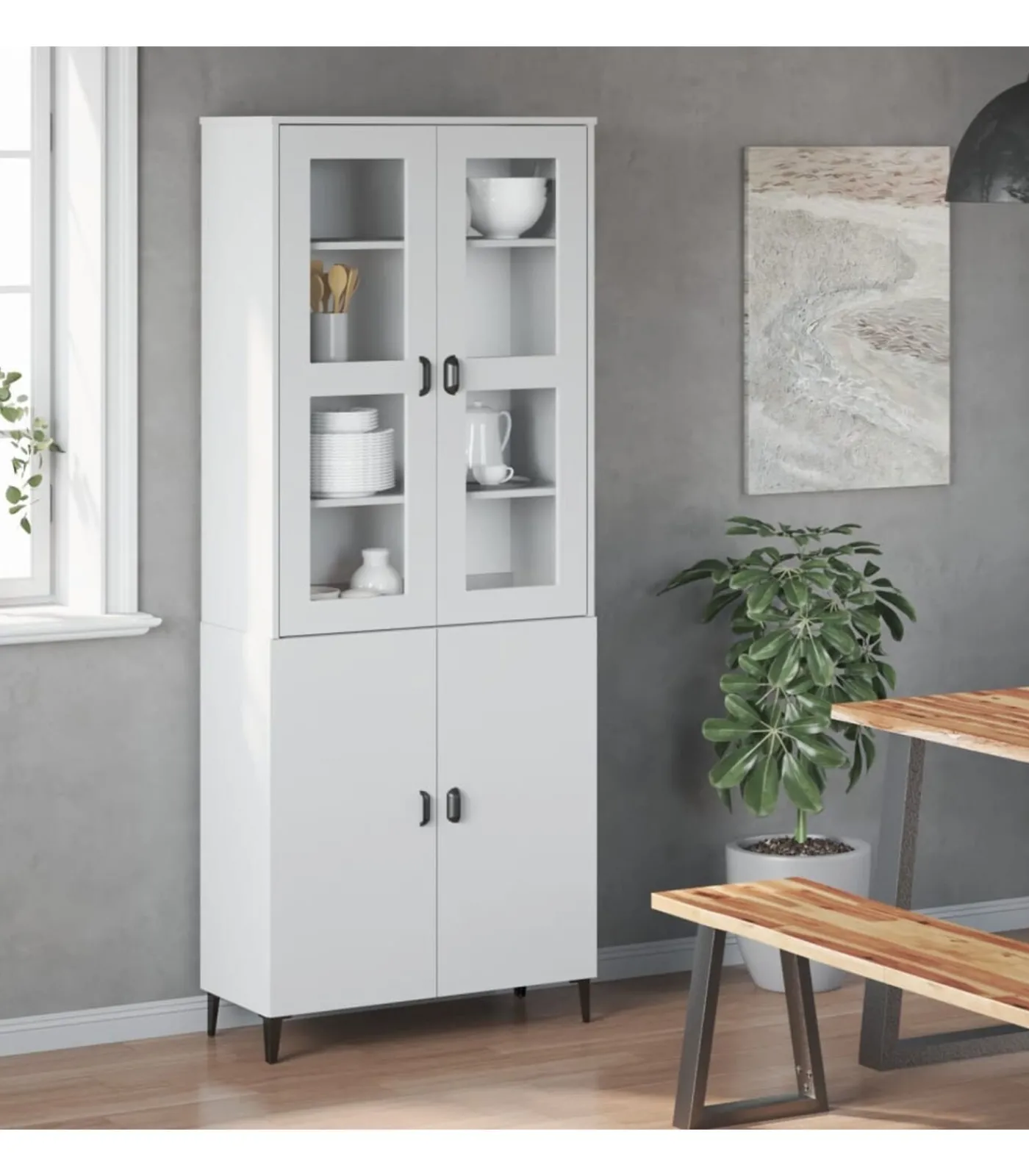 Clearance Opzetkast VIKEN bewerkt hout wit Meubels