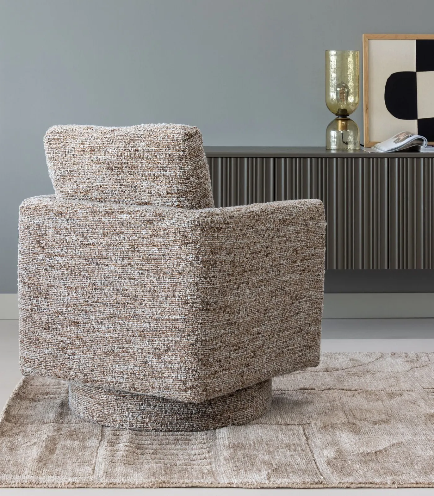 Best Oska Draaifauteuil - Melange Stof - Bruin - 64x78x79 Zetels