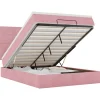 Discount Ottoman bed met matrassen en LED's 140x200cm fluweel roze Bedden