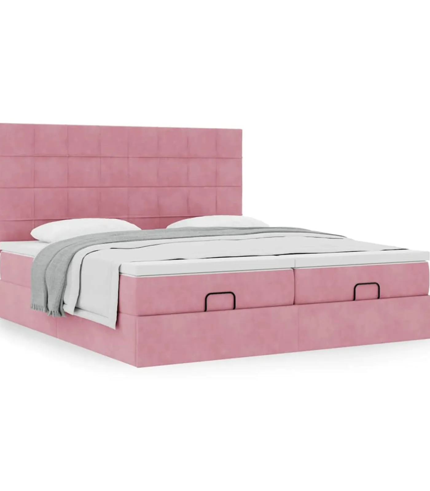 Ottoman bed met matrassen 200x200cm fluweel roze Bedden