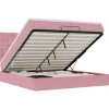 New Ottoman bed met matrassen en LED's 200x200cm fluweel roze Bedden