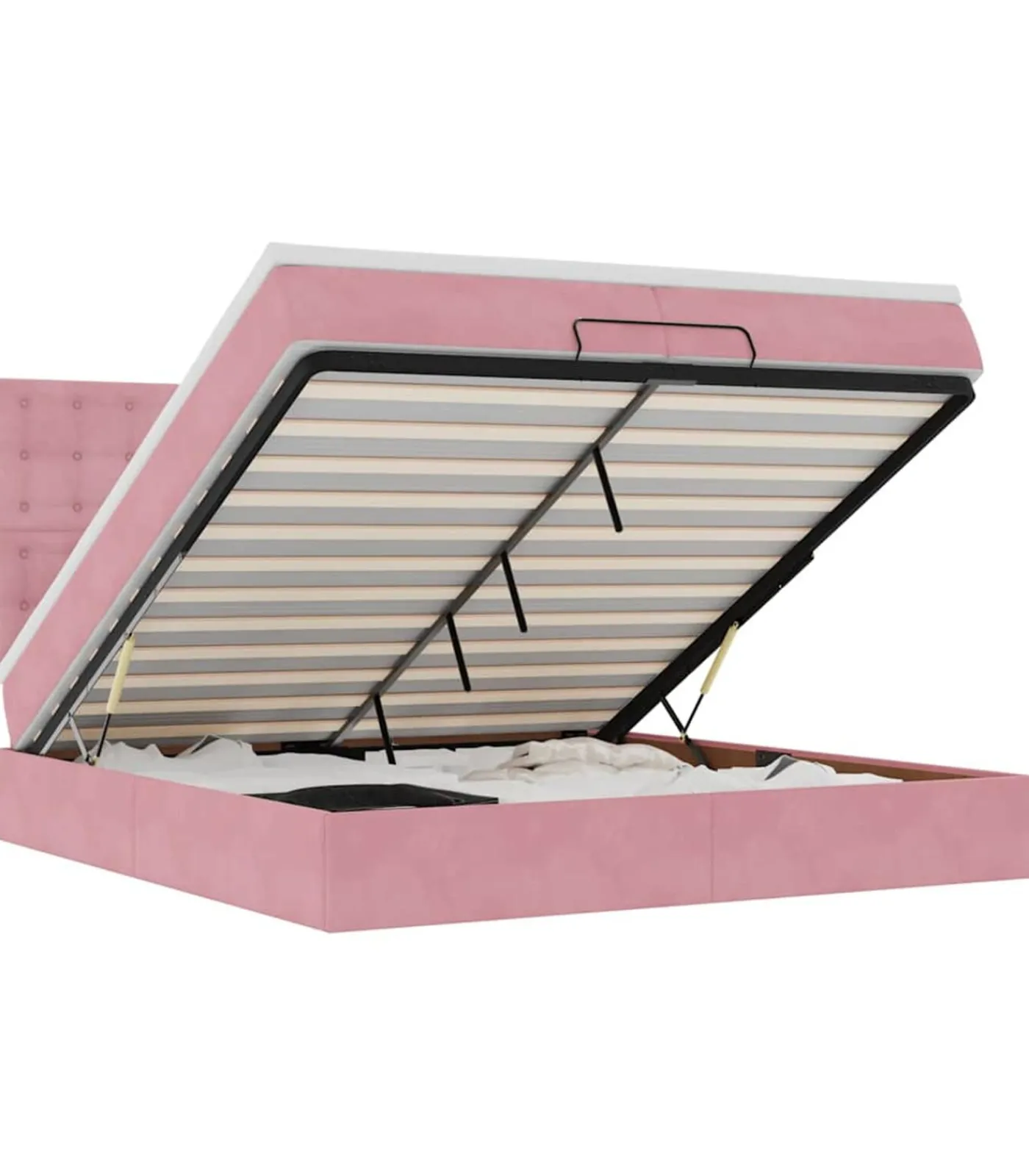 New Ottoman bed met matrassen en LED's 200x200cm fluweel roze Bedden