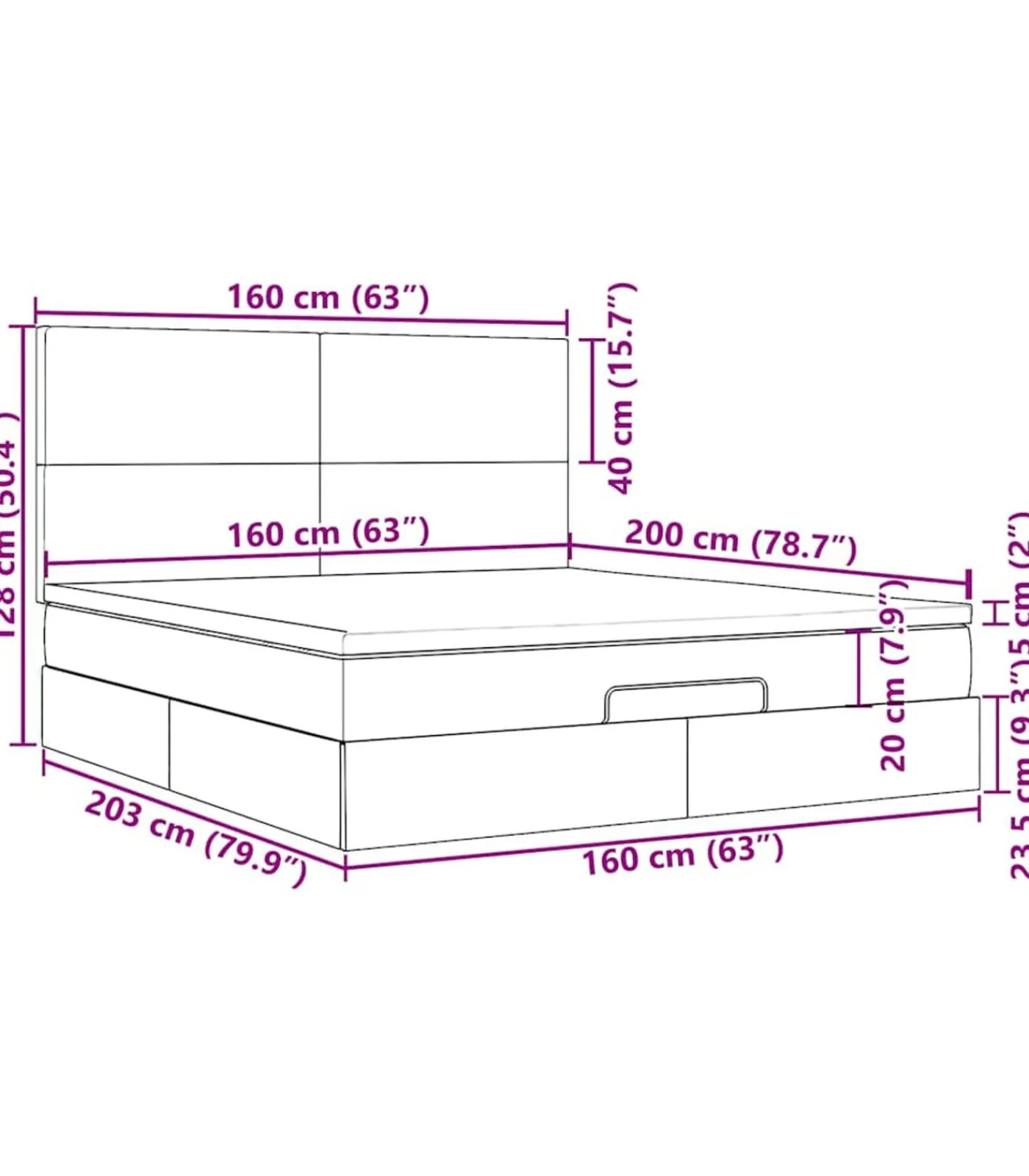 New Ottoman bed met matrassen 160x200cm fluweel donkerblauw Bedden