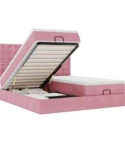 Sale Ottoman bed met matrassen en LED's 200x200cm fluweel roze Bedden