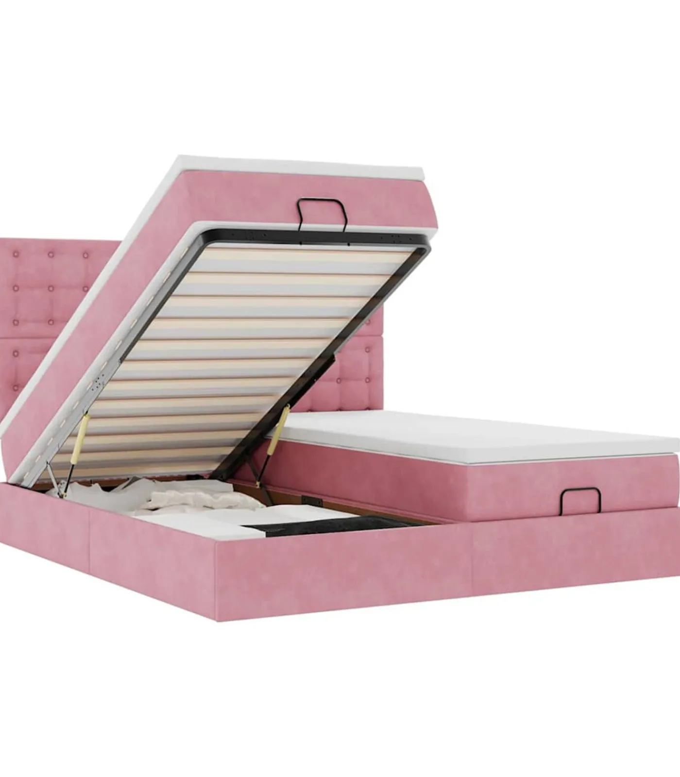 Sale Ottoman bed met matrassen en LED's 200x200cm fluweel roze Bedden