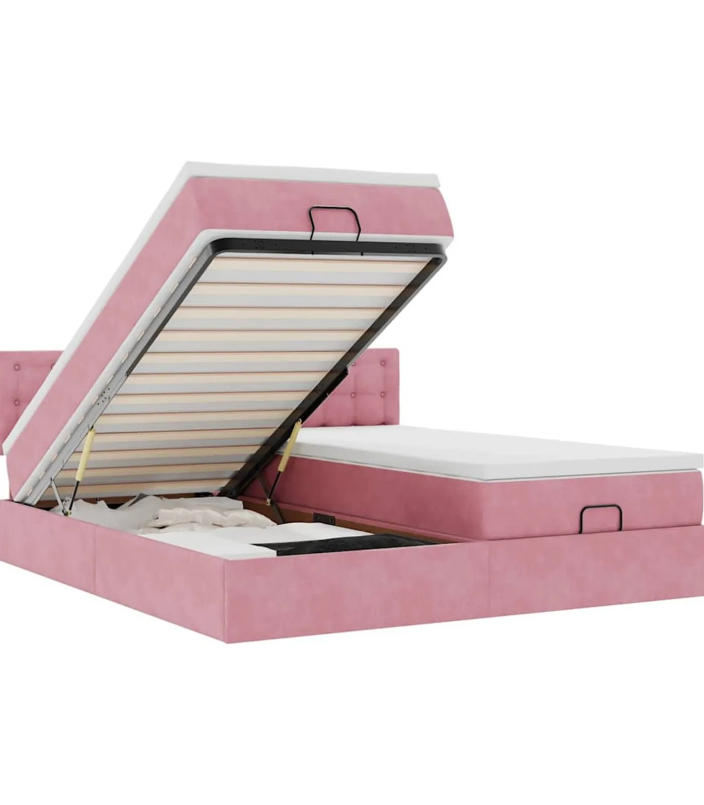 Sale Ottoman bed met matrassen en LED's 200x200cm fluweel roze Bedden