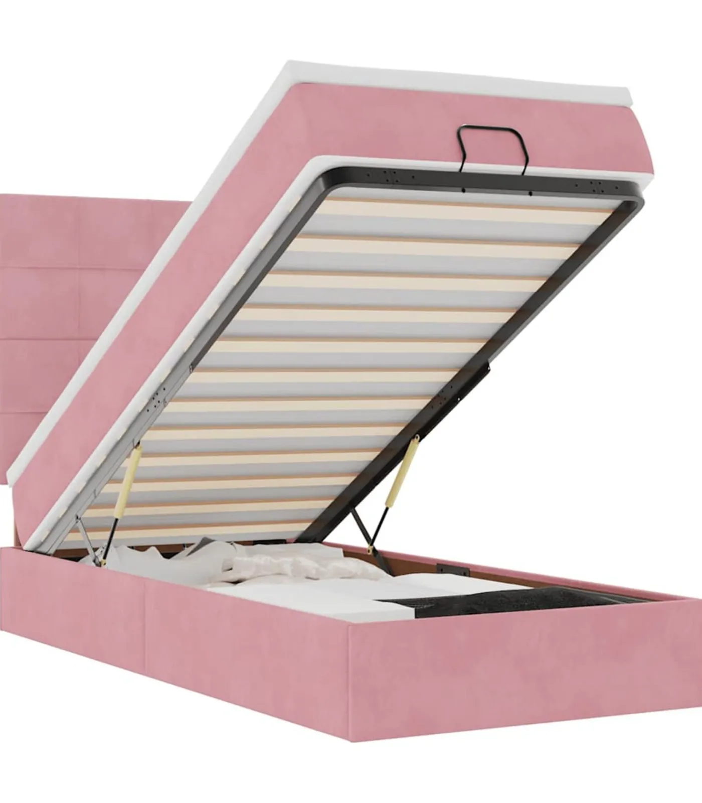 Online Ottoman bed met matrassen 100x200cm fluweel roze Bedden