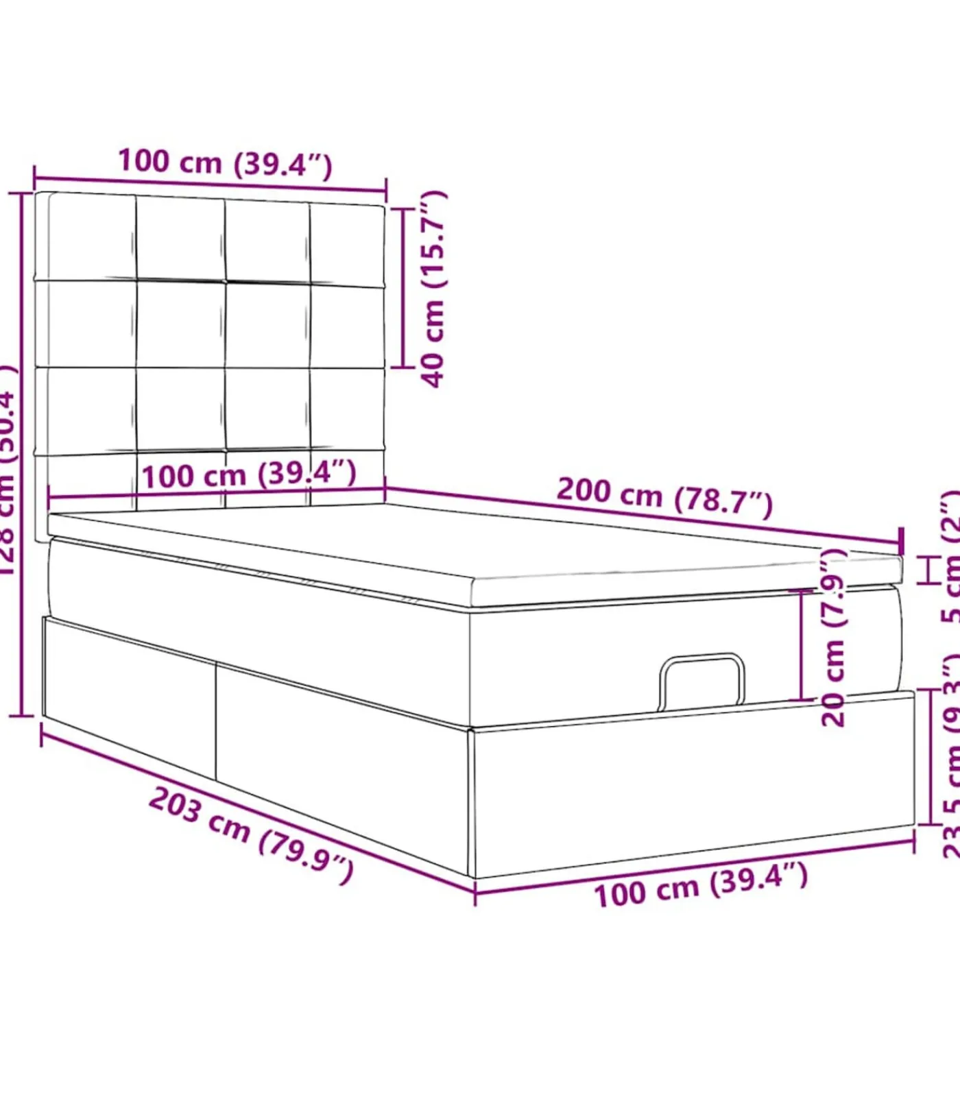 Online Ottoman bed met matrassen 100x200cm fluweel roze Bedden