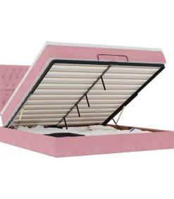 Online Ottoman bed met matrassen 200x200cm fluweel roze Bedden