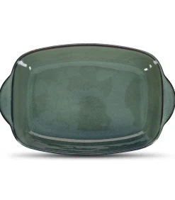 Ovenschaal 39/33x25,5xH8,5cm groen/blauw Meridian Bakken