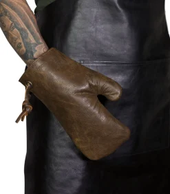 Hot Ovenwant - (Volnerf) Leder - Bruin - Geschikt voor Barbecue - Incl. Geschenkdoos Keuken- & Tafellinnen