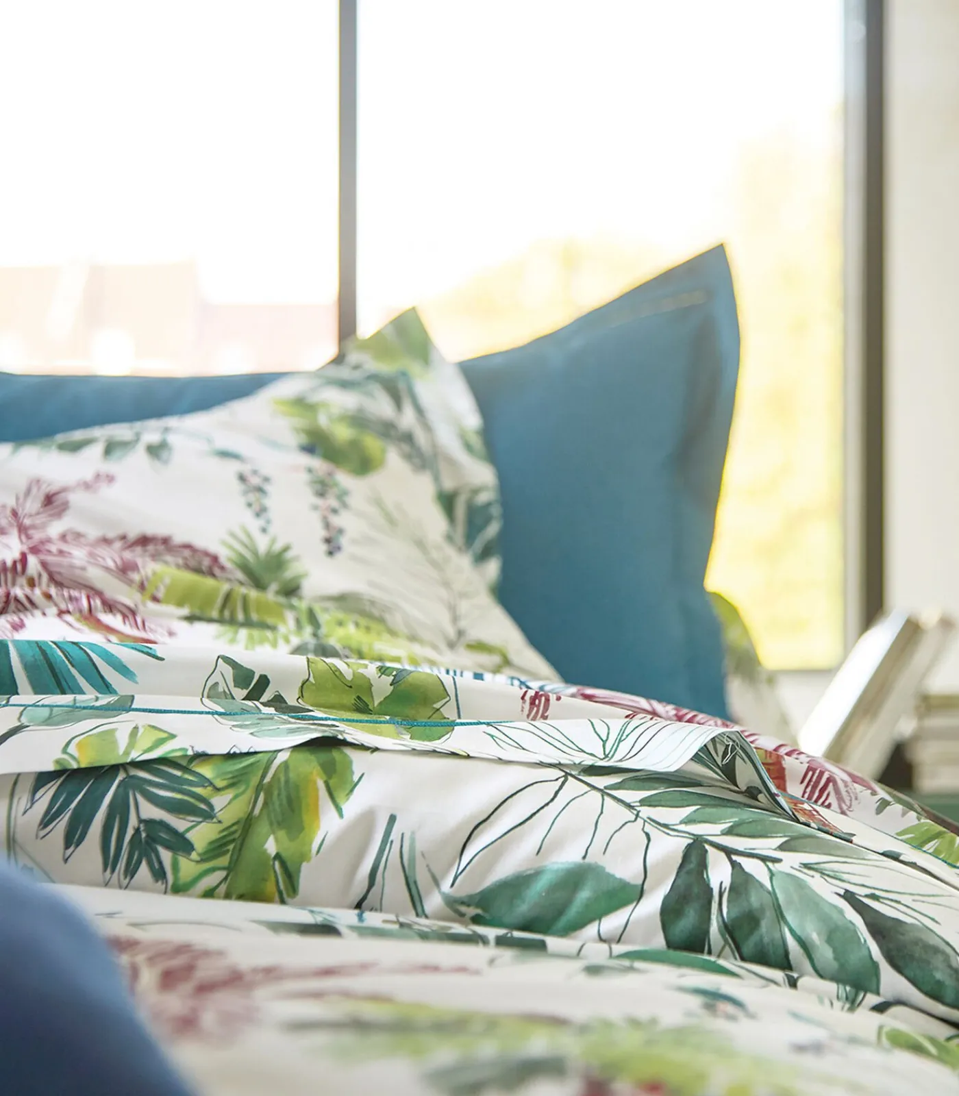 New PALMERAIE Bleu paon - Laken Satijn katoen Lakens