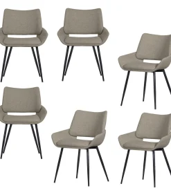 Best Parade Eetkamerstoelen - Melange Stof - Zand - Set van 6 Stoelen
