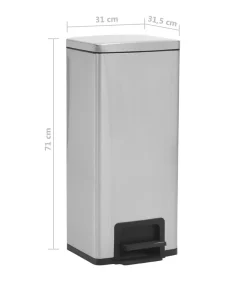 New Pedaalemmer met anti-vingerafdruk 30 L RVS zilverkleurig Manden En Bakken