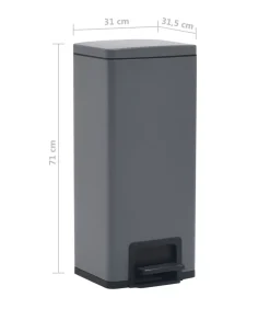 New Pedaalemmer met anti-vingerafdruk 30 L RVS grijs Manden En Bakken