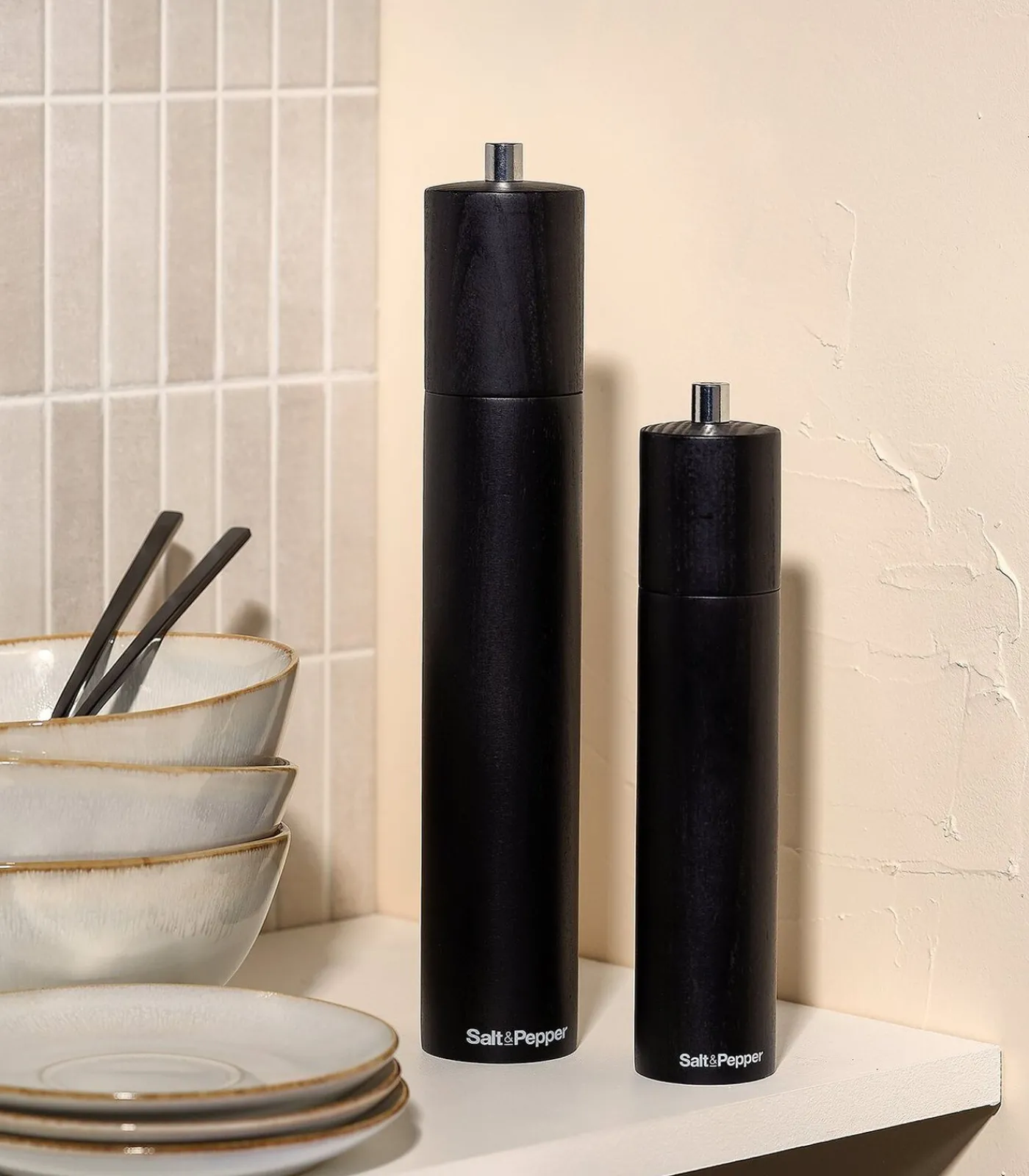 Discount Peper/zoutmolen 4,5xH21,5cm hout zwart Grind Keukenaccessoires