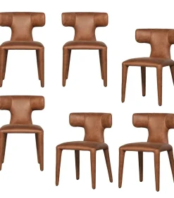 Permit Eetkamerstoelen - Leerlook - Cognac - Set van 6 Stoelen