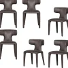 Online Permit Eetkamerstoelen - Leerlook - Zwart/Grijs - Set van 6 Stoelen